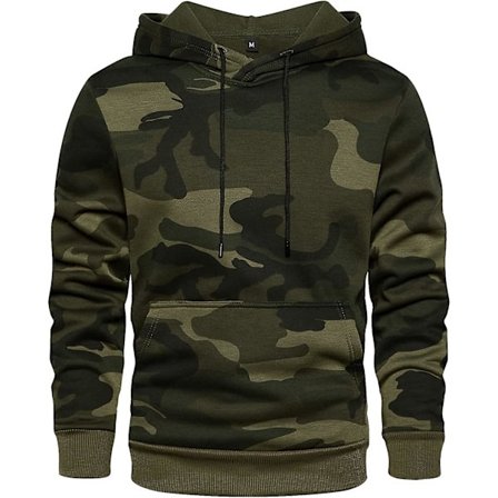 Herr Hoodie Pullover Camo Huvtröja Patchwork Topp Långärmad Hoody