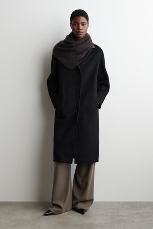 COS Women's Double Faced Wool Long Coat in Black