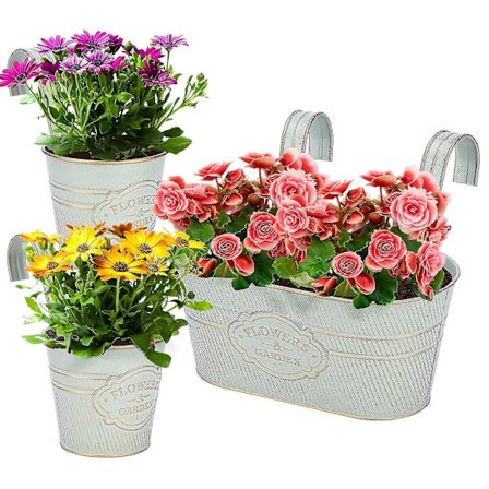 3-pack Blomkruka i Metall för Hängande Balkong