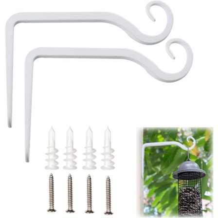 2S 6" Väggkrok Växtkorg Hängande Fäste Metall Kraftig Väggupphängning för Utomhusbruk Vit