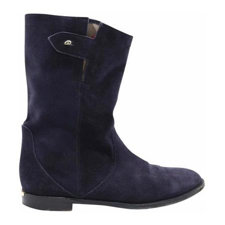 Burberry Vintage Pre-owned Flat Below The Knee Stövlar blå, Dam, Dam, Storlek: 40 EU