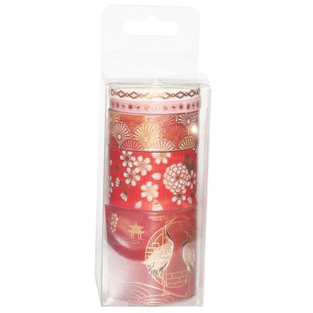 Exquisite Gold Foil Crane Washi Tape Set (Floral Harmony & Crane) - 5 rullar