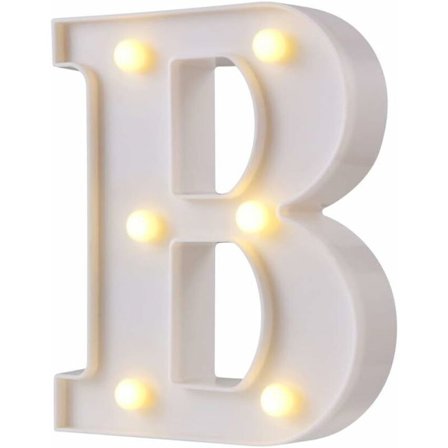 LED-bokstavsljus 26 alfabet Ljus upp bokstäver Skyltar Perfekt för bröllopsfest Bar Dekoration (Vit B)-