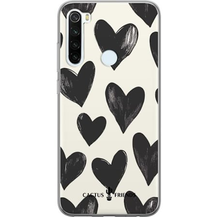 Kompatibel Mobilcover til Xiaomi Xiaomi Redmi Note 8 Cactus and Friends - Bold Black Love Pattern