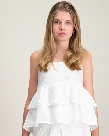 Gina Tricot Young Y anglaise frill top Wit Tops/blouses Meisjes - Kids Brand Store