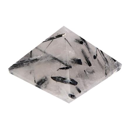 100% Naturlig Krystal Sort Rutileret Kvarts Pyramide Energi Healing Tårn Hjem Dekoration