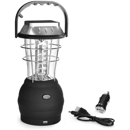 Solcellslykta, ultrakraftig LED-campinglampa, 2 justerbara belysningslägen, 5 laddningsmetoder, med handvevsdynamo, lång