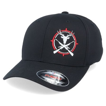 Hunter - Svart flexfit Keps - Rifle Crosshair Buck Black Flexfit @ Hatstore