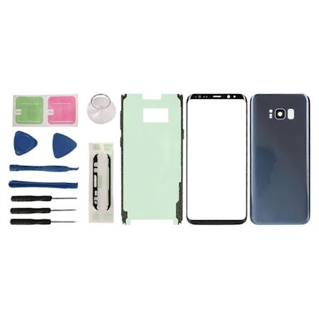 Bagglas udskiftning til S8+ S8 Plus Bagside Cover Forreste Ydre Glas Reparationskit Forudinstalleret Linse og Lim Blå
