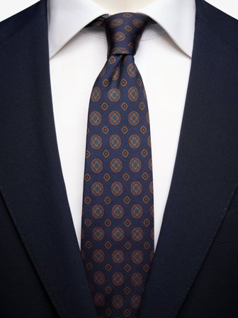 John Henric Men's Marineblaue Krawatte Geometrisch Size 7,5