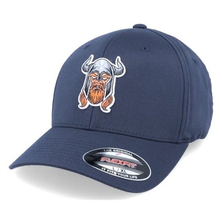 Vikings - Blå flexfit Keps - Viking Warrior Patch Navy Flexfit @ Hatstore