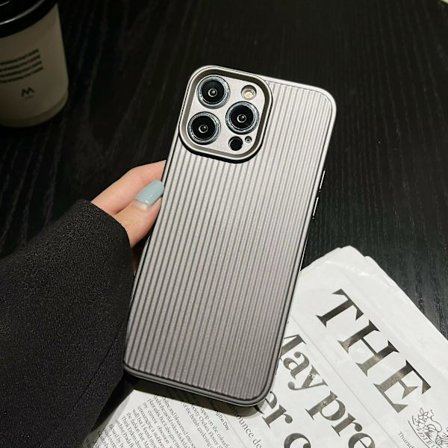 För Iphone 14 Pro Max Stripes Textured Cell Phone Cover Galvanisering Mjukt Tpu- case