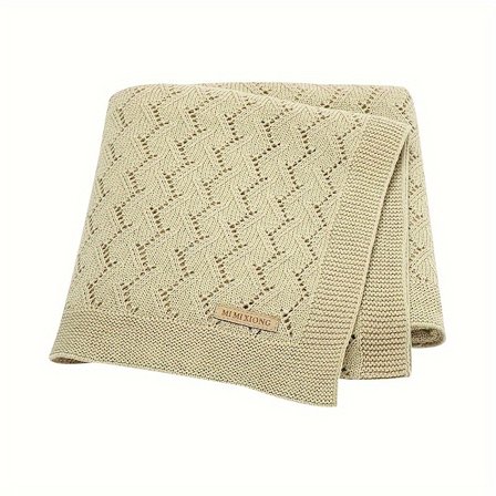 100% Bomull Enfärgad Stickad Filt Överkast Luftkonditioneringsfilt Pläd Stickad Ihålig Ung [DB]