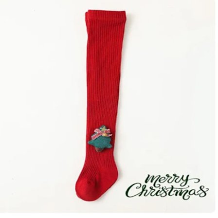 Tecknade baby julstrumpbyxor Röda strumpbyxor för flickor