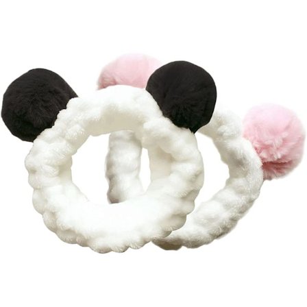 2 Makeup-pannband, tvättande Panda Face-pannband, mjuk Spa-pannband