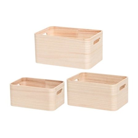 Trälådor i 3-pack – stapelbara och dekorativa förvaringslådor