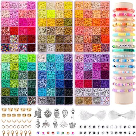 14000 stk. 136 farver lerperler armbåndssæt 6 æsker venskabsarmbåndssæt flade polymer lerperler afstandsheishi-perler til smykkefremstilling wi