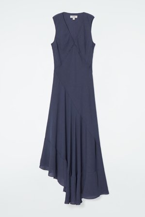 COS Women's Floaty Asymmetric Midi Dress in Blue