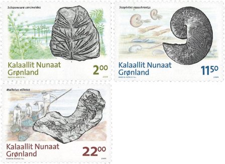 Grønland - Fossiler - Postfrisk sæt 3v