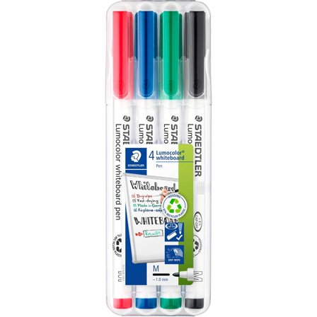 Staedtler Whiteboardmarker 301 tynd spids 4 ass.