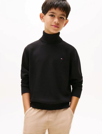 Tommy Hilfiger Cotton Turtle Neck Sweater - Black - 128