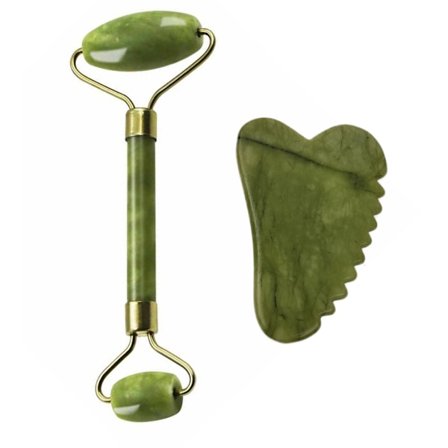 Gua Sha Massage Kit Stor Roller med Taggig Sten