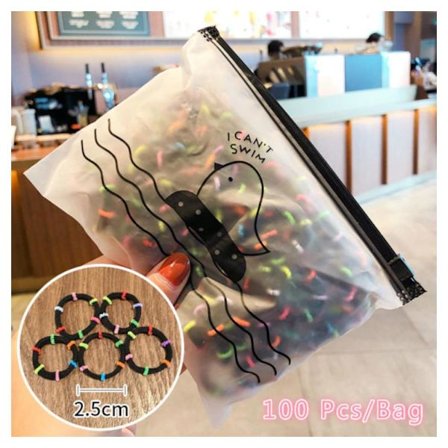 Elastiske hårbånd - Hårbånd - 100 stk - 25 mm - Stribet sort