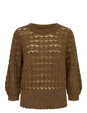 Nurietta Pointelle Pullover Khaki Nümph