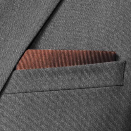 Pochette de costume terracotta en gros-grain pour hommes - Pochettes de costume de couleur unie