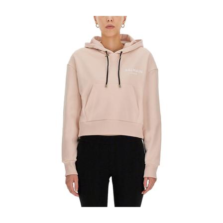 Balmain Flocked Logo Sweatshirt inbo, Dame Sweatshirts
