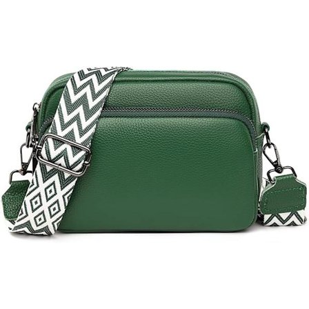 Crossbody-vesker for kvinner - Lærhåndvesker og skuldertasker med justerbar bred rem Kamera Cross Body Bag for reise shopping arbeid daglig (grønn)