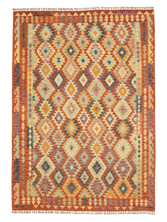 Oriental Kilim Afghan Old Style Rug 208X291 Brown/Dark Red Wool