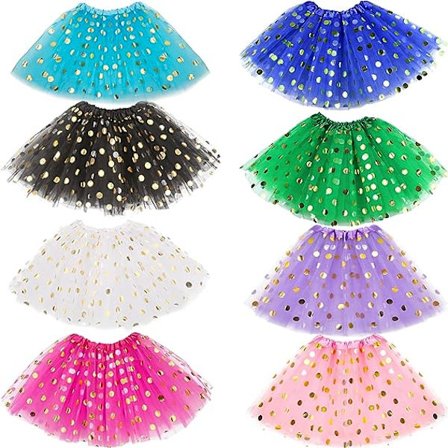 8 Pak Pige Tutu-Skørt 3 Lag Polka Dot Tutu Ballet Skørt Tulle Boble Skørt til Pige Småbørn Klæd Ud Fødselsdagsfest Forår Påske Kostume