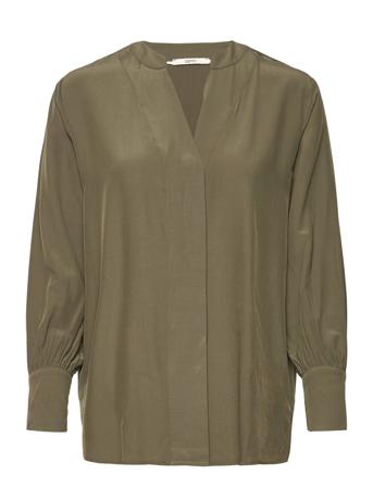 V-Neck Blouse, Lenzing Ecovero Bluse Langermet Grønn Esprit Casual*Betinget Tilbud