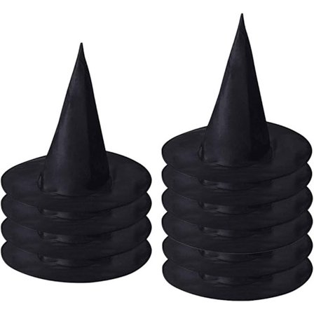 10 Sorte Heksehatte - Halloween Festhatte - Sorte Spidse Troldmandshatte - Cosplay Festhatte
