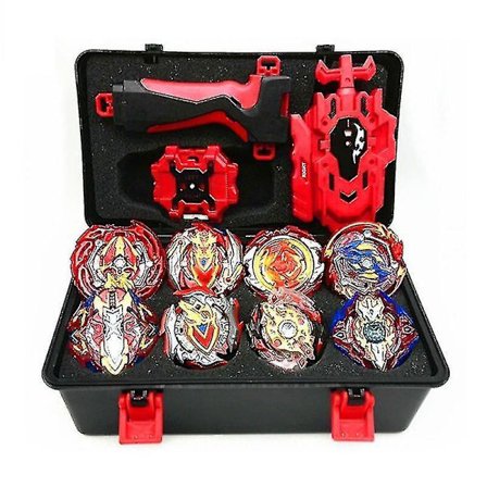 (red) 8pcs Gyro Burst Beyblade Set With Launcher And Box