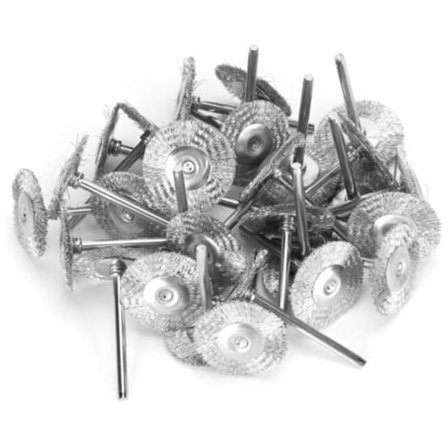30 stk. stålbørstesæt, messing stålbørste poleringshjul komplet sæt til Dremel roterende værktøjer (rustfrit ståltråd)/NC/