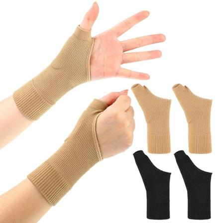 (4 stycken, Svart, Hudfärgad, Stor) Tumkompression Artrit Handskar Andningsbar Handledsstödsbandage Tumstöd med Gel Tumsplint Handled
