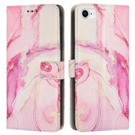 iPhone 16e -puhelimen marmorikuvioinen PU-nahkainen lompakkokotelo