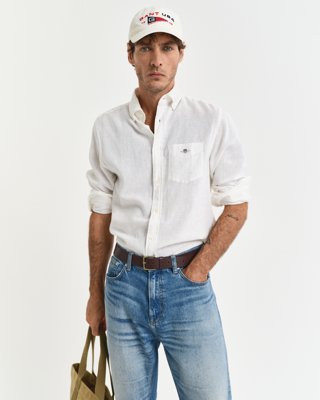 GANT - Regular fit skjorte i bomullslin til herre white