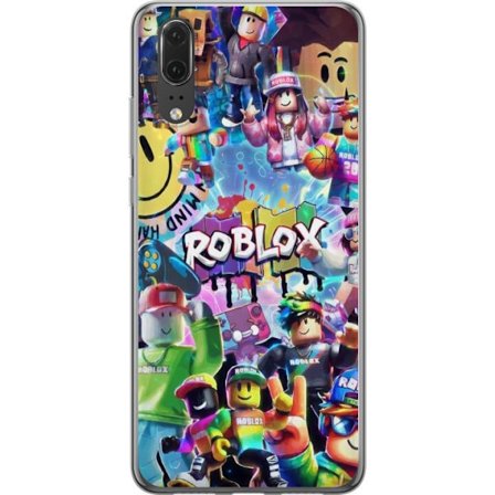 Kompatibelt Mobilskal till Huawei Huawei P20 Stor färgglad Roblox-värld med många karaktärer, energifylld gaming-illustration perfekt för barnrum