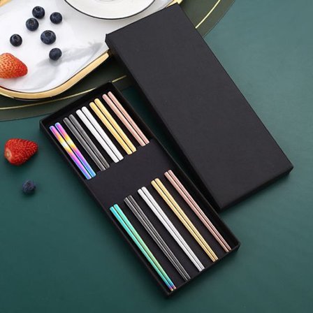 Moderne bordservice - 5-par pakke med 304 rustfrit stål, stilfuld og hygiejnisk bordservice