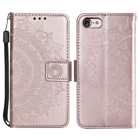 iPhone 16e Fodral Mandala Läder Roséguld