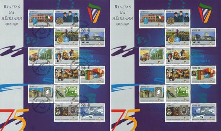 Irland 1997 - 75 år Republik - 2 miniark - Stemplet og postfrisk