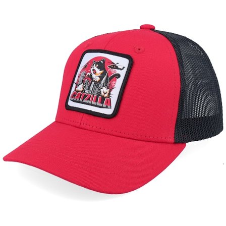 Kiddo Cap - Red trucker Czapka Z Daszkiem - Kids Catzilla Patch Red/Black Trucker @ Hatstore