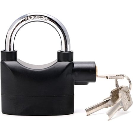 Lås med alarm, tyverialarm hengelås, vanntett hengelås for utendørsdører på sykler og motorsykler, kort versjon