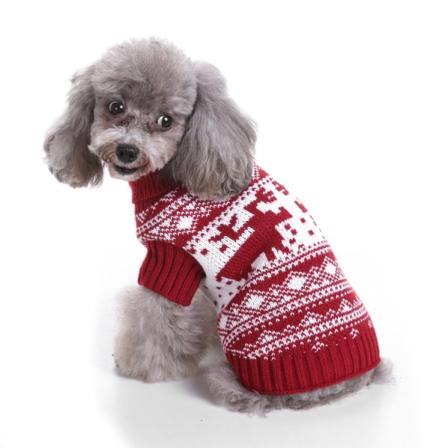 Rød Jacquard Jule Strik Trøje til Hunde i Størrelse XL