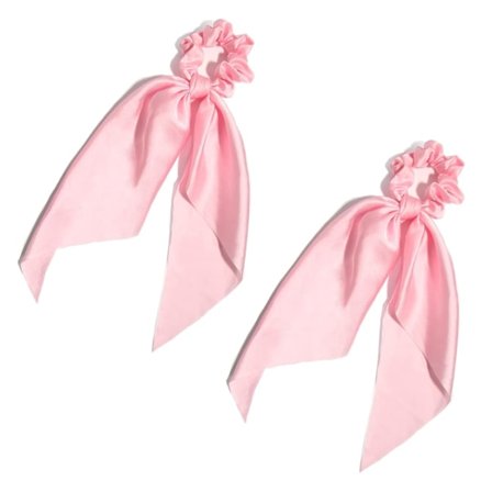 Hår elastikker med knude og sløjfe, elastisk hårbånd, sort hårbånd, satin hårbånd, rød hestehaleholder til kvinder og piger, lyserød Pa