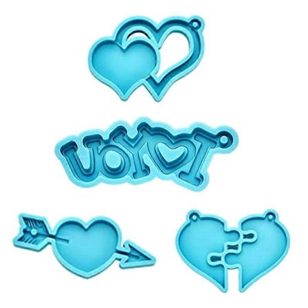 4 stk. Valentinsdag Nøglering UV Krystal Epoxy Form Vedhæng Resin Silikone Form [HK]