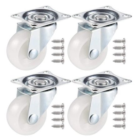 Jizzu 4-pakks svingbare hjul, PU-gummihjul for tunge gjenstander